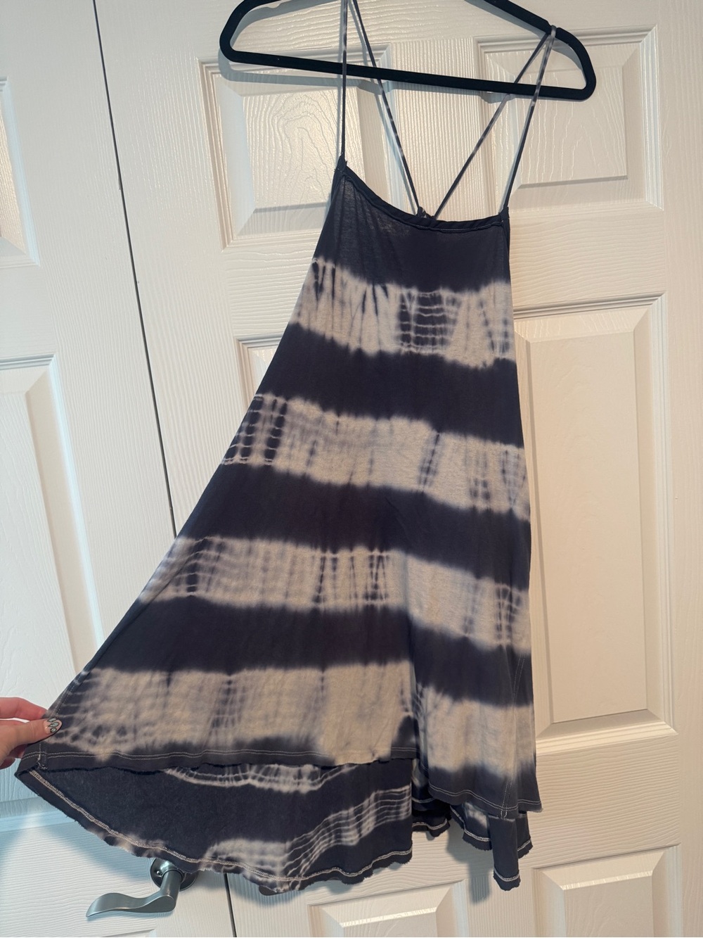 Free People Black & White Tie-Dye Strappy Dress